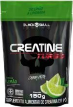 Creatine Turbo BlackSkull - Creatina Monohidratada em pó, com carboidrato para melhor absorção e performance (300g Refil, Limão)