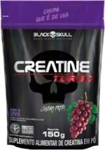 Creatine Turbo BlackSkull - Creatina Monohidratada em pó, com carboidrato para melhor absorção e performance (150g Refil, Uva)