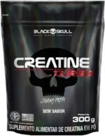 Creatine Turbo BlackSkull - Creatina Monohidratada em pó, com carboidrato para melhor absorção e performance (300g Refil, Sem sabor)