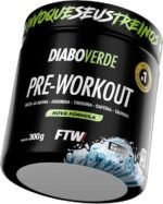 FTW Pré-Treino Diabo Verde em Pó com Cafeína, Aminoácidos Beta‑Alanina e Arginina para Treinos e Atividades Físicas - Pote 300 g (Black Ice)
