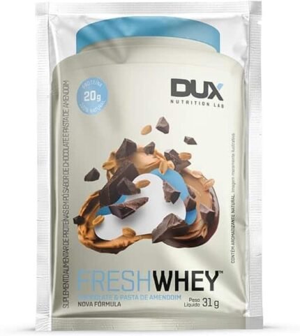 Fresh Whey Protein - Chocolate e Pasta de Amendoim Sachê 29g - 20g de Proteínas por Porção - Suplementos Naturais, Suplementação Treino Academia, Ganho Muscular Hipertrofia - DUX HUMAN HEALTH