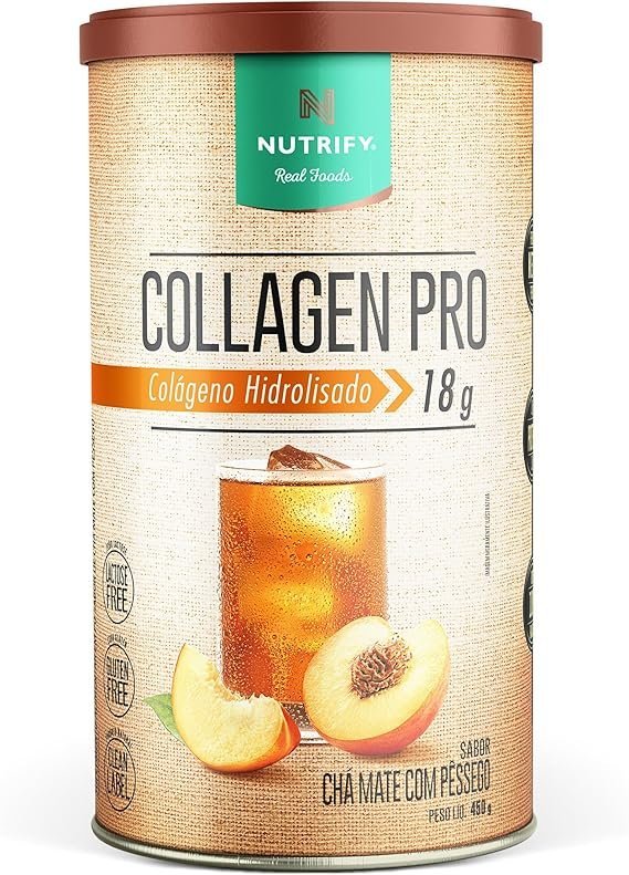 Nutrify-Colageno-Collagen-Pro-450g-Cha-Mate-com-Pessego.jpg Nutrify - Colágeno Collagen Pro - 450g - Chá Mate com Pêssego - Imagem 1
