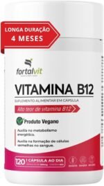 Vitamina B12 Ativa (metilcobalamina) Longa Duração 4 Meses de Uso, Cápsulas Vegana, 120 Cápsulas,Fortalvit