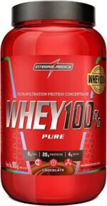 ntegralmédica - Whey Protein Concentrado Chocolate 100% Pure - 21g de Proteína por Scoop, Suplementação Alimentar Pós-Treino, Fórmula Enriquecida com BCAAs - Pote 900g
